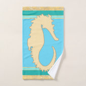 金ゴールドシーホースウィズアクアアンドターコイズ バスタオルセット (ハンドタオル)