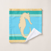 金ゴールドシーホースウィズアクアアンドターコイズ バスタオルセット (ウォッシュタオル)