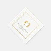 金ゴールドシーホースパーソナライズされたビーチ結婚式 スタンダードカクテルナプキン (角)