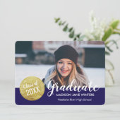 金ゴールドシールの卒業発表 – カスタムカラー 案内状 (スタンド正面)