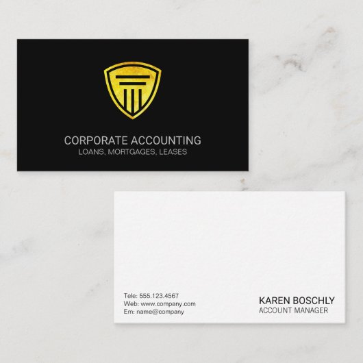 金ゴールドシールドピラーアイコン |企業の | 名刺 (正面/裏面)