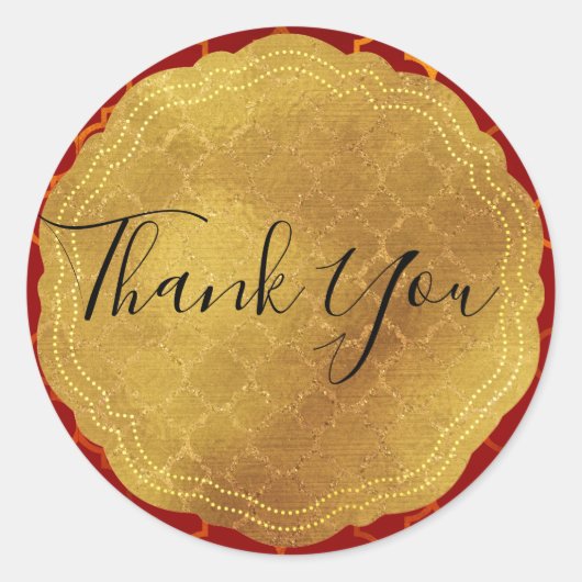 金ゴールドシールホイルファイリーレッドインディアンモロッコ結婚ーズ ラウンドシール (正面)