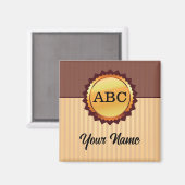 金ゴールドシール(イニシャルと名前カスタマイズ) マグネット (正面/裏面)