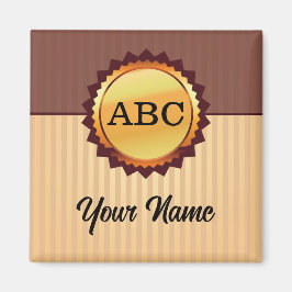 金ゴールドシール(イニシャルと名前カスタマイズ) マグネット