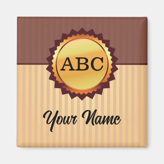 金ゴールドシール(イニシャルと名前カスタマイズ) マグネット (正面)