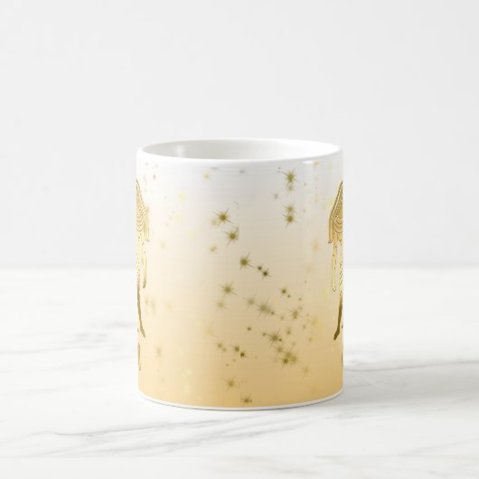 金ゴールドジェミニアストロロジー占星術〔占星術の〕十二宮図標識 コーヒーマグカップ (中央)
