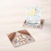 金ゴールドジェミニグリフ銅コースターセット スクエアペーパーコースター (インサイチュ)