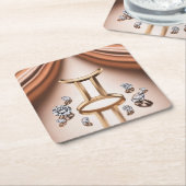 金ゴールドジェミニグリフ銅コースターセット スクエアペーパーコースター (アングル)
