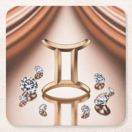 金ゴールドジェミニグリフ銅コースターセット スクエアペーパーコースター