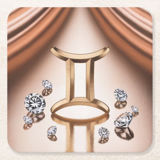 金ゴールドジェミニグリフ銅コースターセット スクエアペーパーコースター (正面)