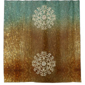 金ゴールドジェムオンシメリー金ゴールドグリーン シャワーカーテン (正面)