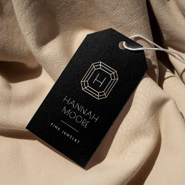 金ゴールドジェムストーンモノグラムロゴ |ジュエリーつるラベル ギフトタグ