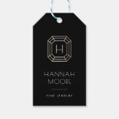 金ゴールドジェムストーンモノグラムロゴ |ジュエリーつるラベル ギフトタグ (正面)