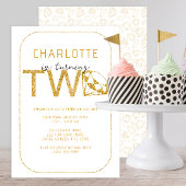 金ゴールドジェムスパークル2nd誕生日パーティの招待状 招待状