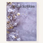 金ゴールドジェムズオンラベンダーシパーソナライズされたック ノートブック (正面)