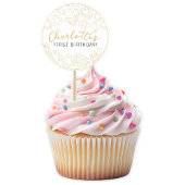 金ゴールドジェムファースト誕生日-カスタムパーティーステッカー ラウンドシール