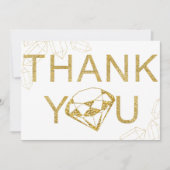 金ゴールドジェムフォトバースデーパーティーサンキューカード 招待状 (正面)