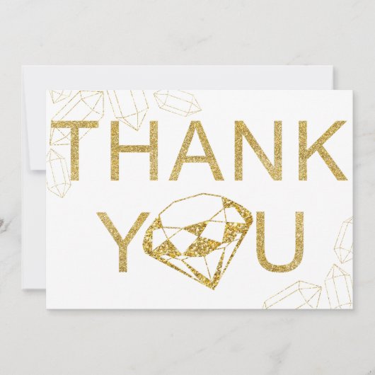 金ゴールドジェムフォトバースデーパーティーサンキューカード 招待状 (正面)