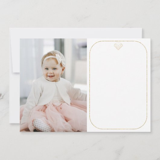 金ゴールドジェムフォトバースデーパーティーサンキューカード 招待状 (裏面)