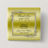 金ゴールドジェム&グリッター50thゴールデンバースデーパーティー 缶バッジ (正面)