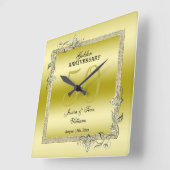 金ゴールドジェム&グリッター50thゴールデン結婚ズ記念日 スクエア壁時計 (傾斜)