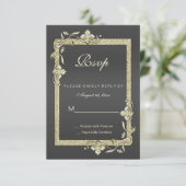 金ゴールドジェム、グリッター&ブラック50thゴールデンウェディングRSVP (スタンド正面)