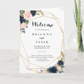 金ゴールドジオメトリの冬のフローラ折り畳結婚み プログラム (正面)