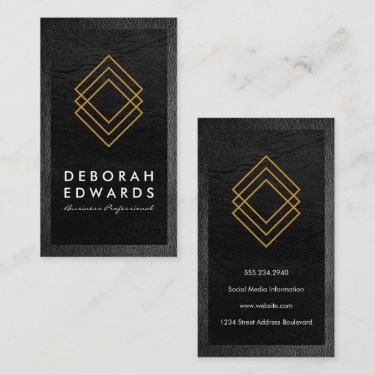 金ゴールドジオメトリアイコン 名刺 (正面/裏面)