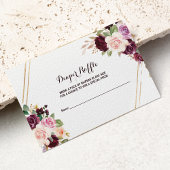 金ゴールドジオメトリックグリーンブルゴーニュフローラおむつラッフル エンクロージャーカード