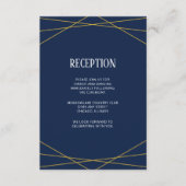 金ゴールドジオメトリックネイビーブルー | モノグラム結婚ス エンクロージャーカード (正面)