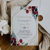 金ゴールドジオメトリックブルガンディネイビーフローラキンセアニラ 招待状