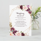 金ゴールドジオメトリックブルゴーニュ結婚フローラズブレックファースト 招待状 (スタンド正面)