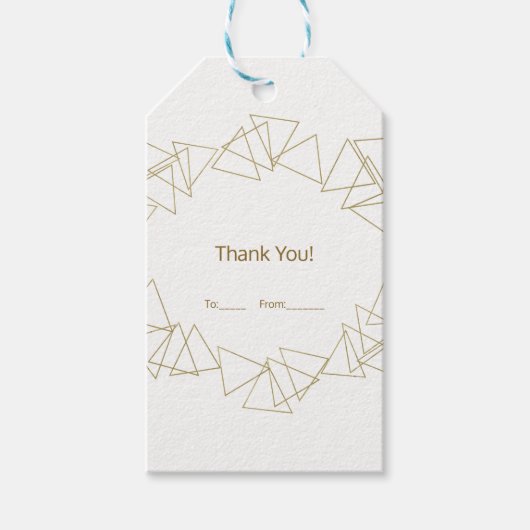 金ゴールドジオメトリックモダン三角形グラマーシックパーティー ギフトタグ (正面)