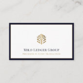 金ゴールドジオメトリックロゴNavy 縁ど Blue 名刺 (正面)