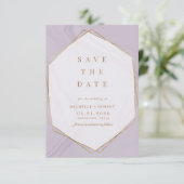 金ゴールドジオメトリック大理石の写真の日付を保存 招待状 (スタンド正面)