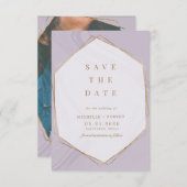 金ゴールドジオメトリック大理石の写真の日付を保存 招待状 (正面/裏面)