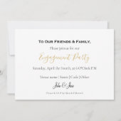 金ゴールドジオメトリック婚約したパーティーカード 案内状 (裏面)