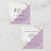 金ゴールドジオメトリパターン大理石ラベンダー紹介 スクエア名刺 (正面/裏面)