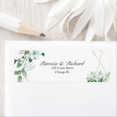 金ゴールドジオメトリフローラグリーン結婚リ ラベル (インサイチュ)