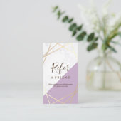 金ゴールドジオメトリ大理石ラベンダーの参照垂直 名刺 (スタンド正面)