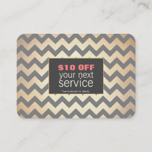 金ゴールドジグザグヘアサロンとスパ割引クーポン 割引カード