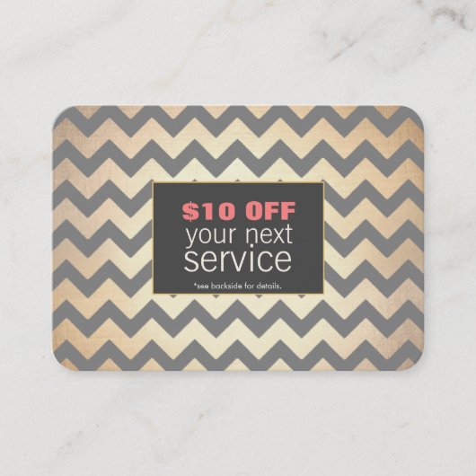 金ゴールドジグザグヘアサロンとスパ割引クーポン 割引カード (正面)