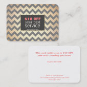 金ゴールドジグザグヘアサロンとスパ割引クーポン 割引カード (正面/裏面)