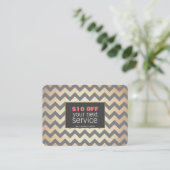 金ゴールドジグザグヘアサロンとスパ割引クーポン 割引カード (スタンド正面)