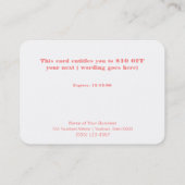 金ゴールドジグザグヘアサロンとスパ割引クーポン 割引カード (裏面)