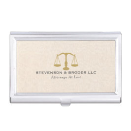 金ゴールドジャスティススケールオンベージュリネン 名刺入れ