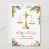 金ゴールドジャスティススケールパインホリー法律事務所クリスマス シーズンカード (正面)