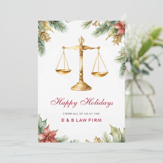 金ゴールドジャスティススケールパインホリー法律事務所クリスマス シーズンカード (スタンド正面)