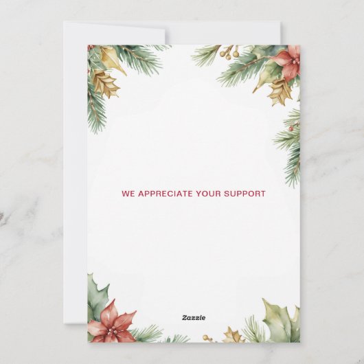 金ゴールドジャスティススケールパインホリー法律事務所クリスマス シーズンカード (裏面)