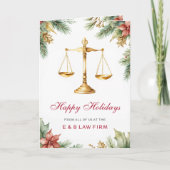 金ゴールドジャスティススケールパインホリー法律事務所クリスマス シーズンカード (正面)